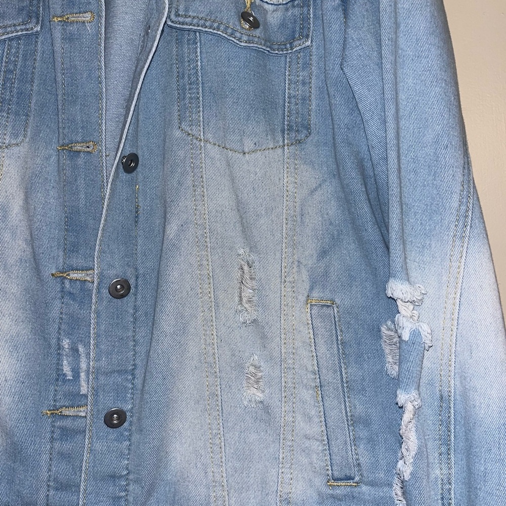 Ina Light Blue Distressed Jean Jacket - Picture 4 of 10